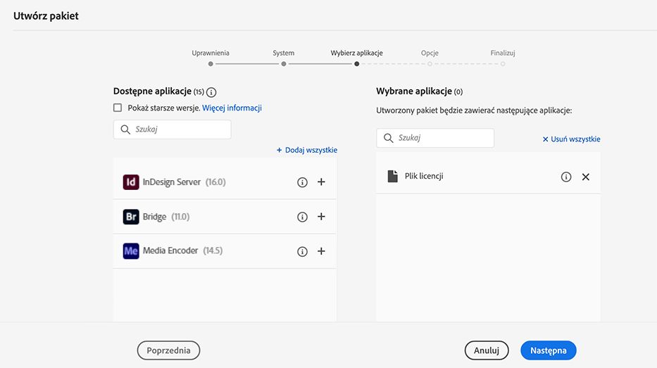 Wybór tylko licencji