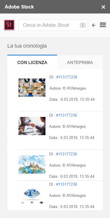 Immagini di cui hai precedentemente ottenuto la licenza