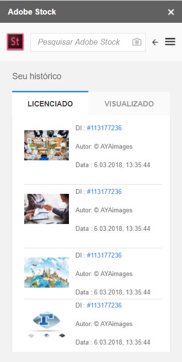 Imagens licenciadas anteriormente