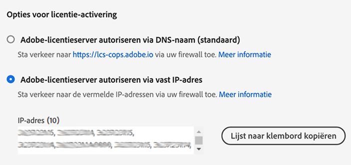 Opties voor licentie-activering