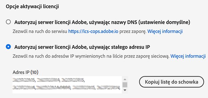 Opcje aktywacji licencji