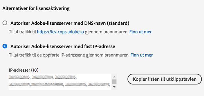 Alternativer for lisensaktivering