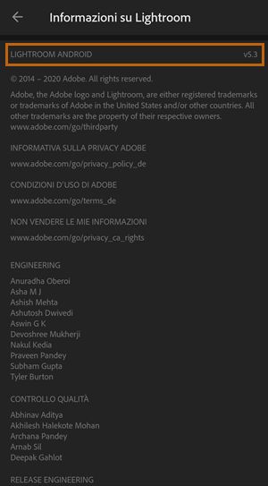 Versione Lightroom