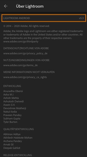 Lightroom-Version