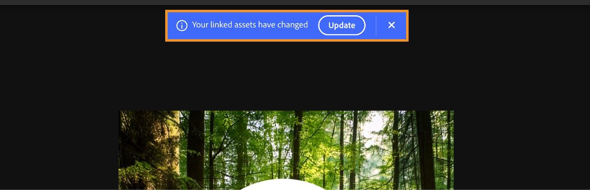 In Boards, a toast notification alerts you that the source file has been updated and requires a refresh to reflect the changes.