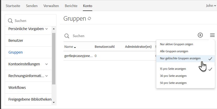Liste der gelöschten Gruppen