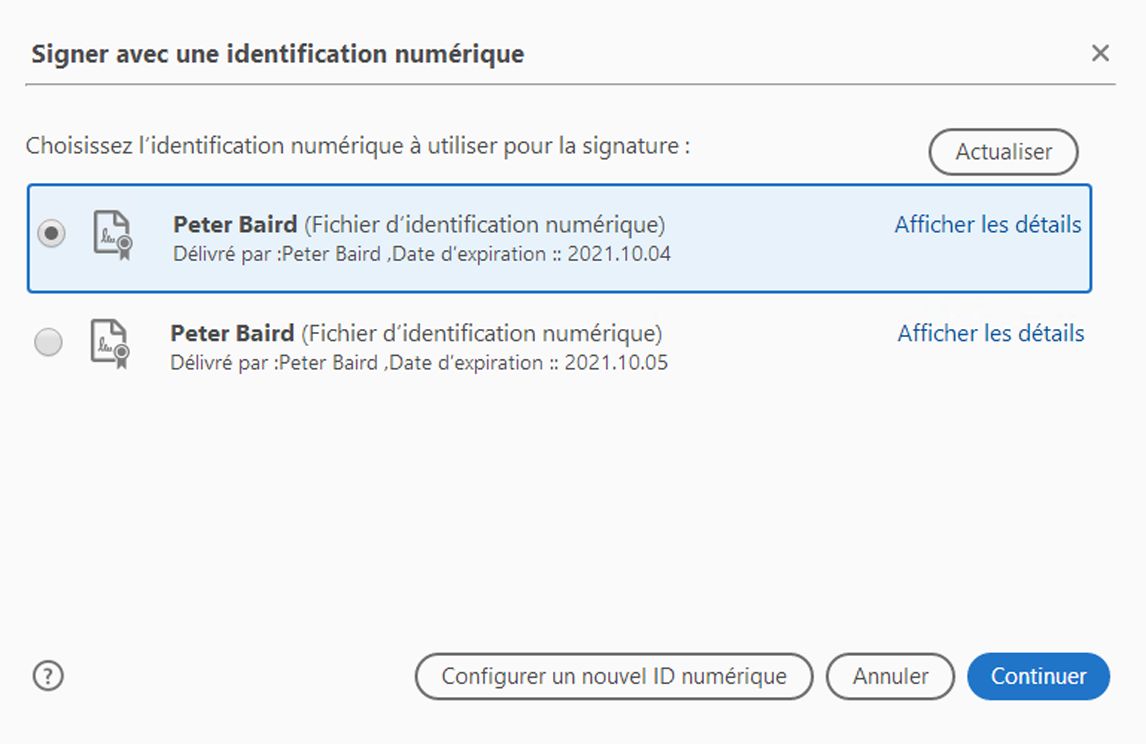 Choisir un ID numérique dans la liste