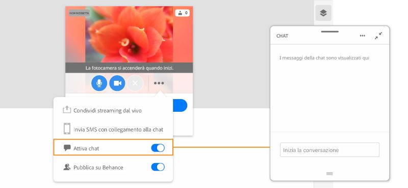 Streaming in diretta dalla chat attivata per Fresco
