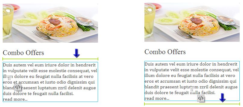 Guías interactivas en la parte superior e inferior