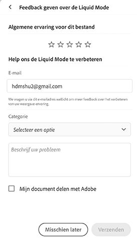 Feedback geven over de Liquid-modus van Acrobat iOS