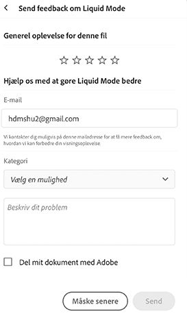 Giv feedback på Liquid Mode til Acrobat iOS