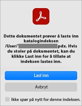 Last inn den tilknyttede indeksfilen
