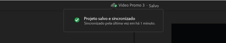 Uma indicação que mostra que o Projeto de equipe está salvo e sincronizado.Também contém detalhes de quando foi salvo pela última vez.