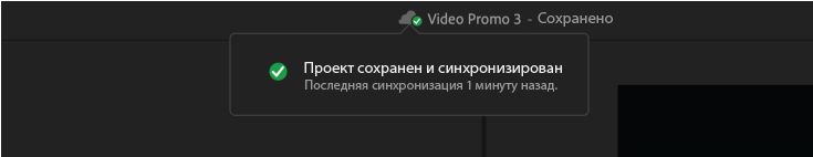 Индикатор, показывающий, что Team Projects сохранен и синхронизирован. Он также содержит информацию о времени последнего сохранения.