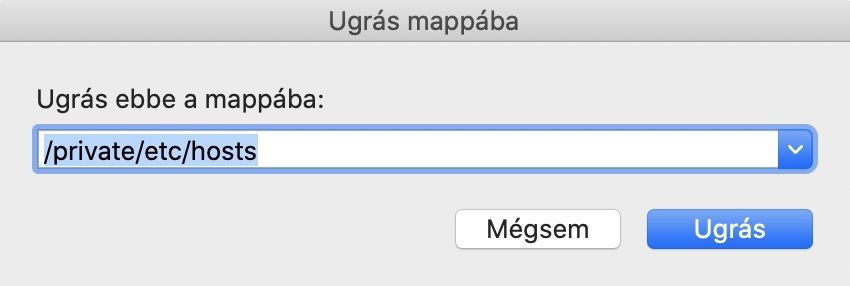 Gazdafájl megkeresése – MacOS