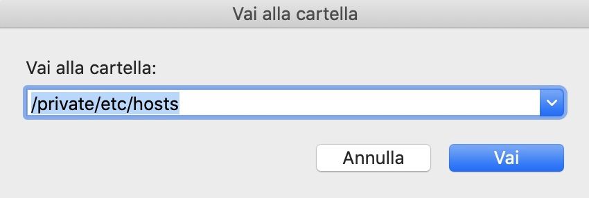 Ricerca del file host in MacOS