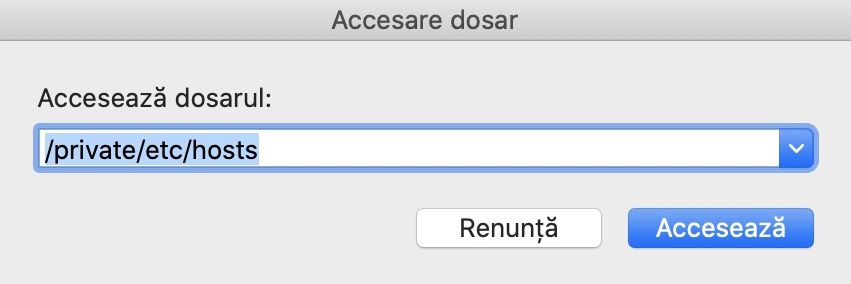 Găsire fișier gazdă MacOS