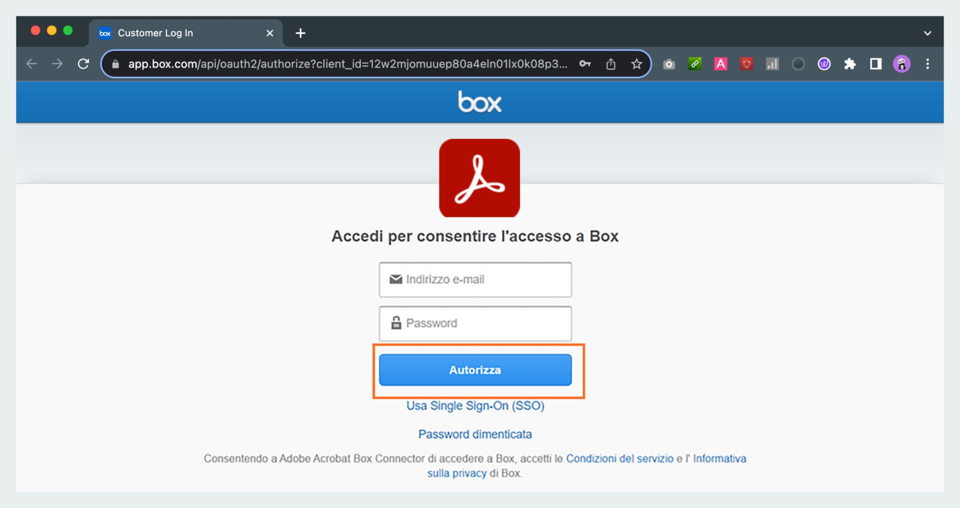 Accedere a Box