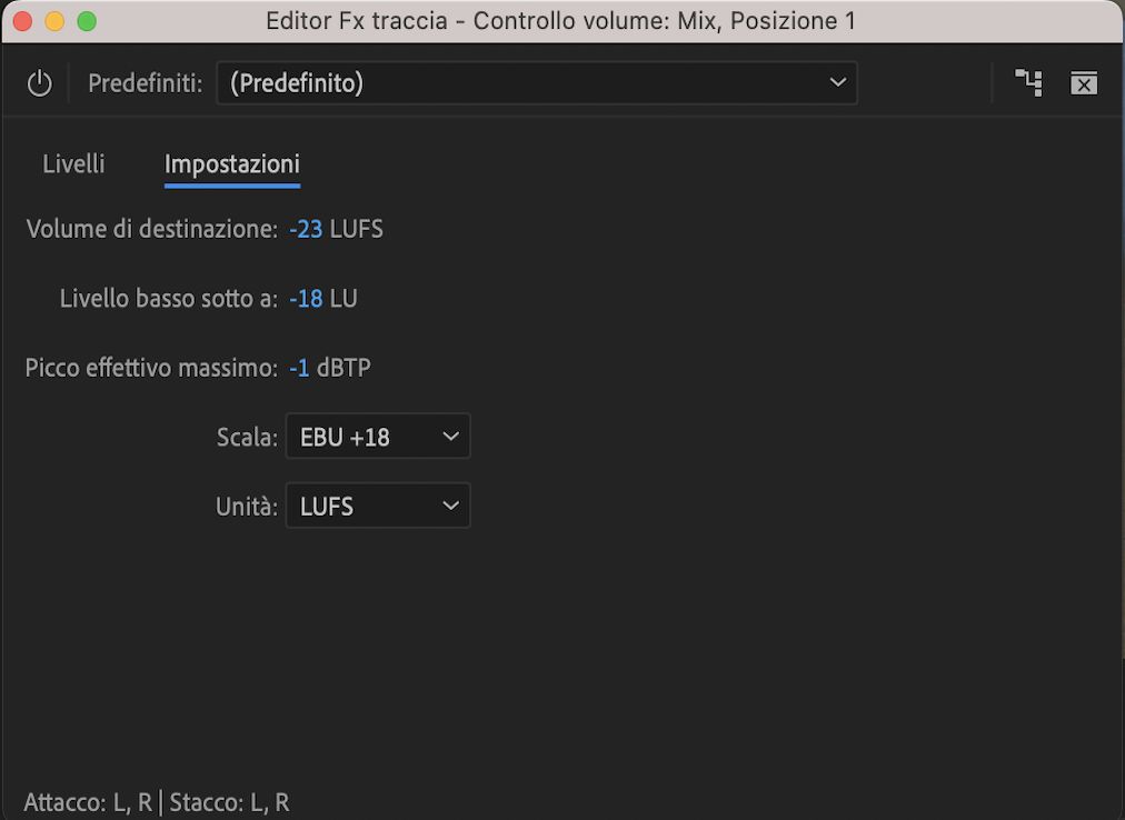 Impostazioni di Controllo volume