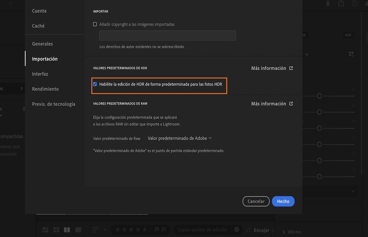 Las preferencias de Importación del panel de preferencias de Lightroom le ayudarán a habilitar el HDR y mucho más.