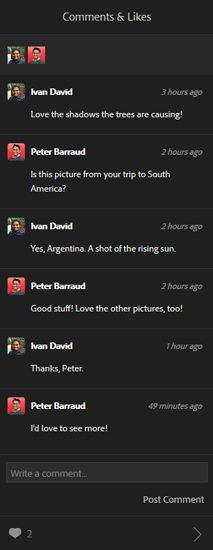 Tilbakemeldinger og kommentarer for et bilde i Lightroom Classic CC