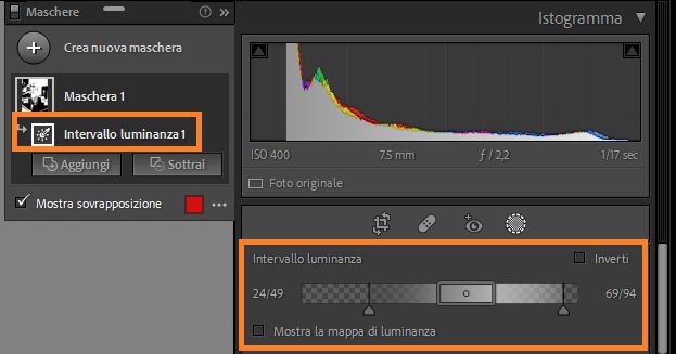 Intervallo luminanza