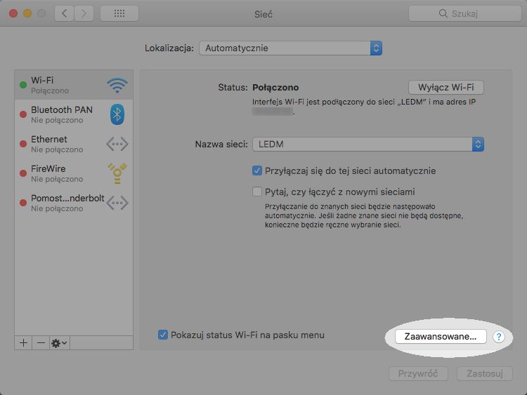 Konfigurowanie serwera proxy na komputerze Mac do współpracy z bibliotekami — krok 3