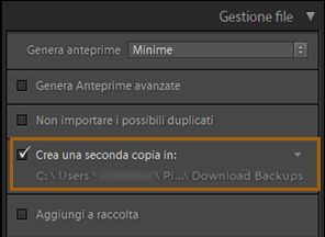 Crea una seconda copia in