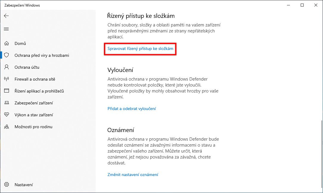 Správa řízeného přístupu ke složkám