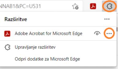 Meni s tremi pikami za več možnosti