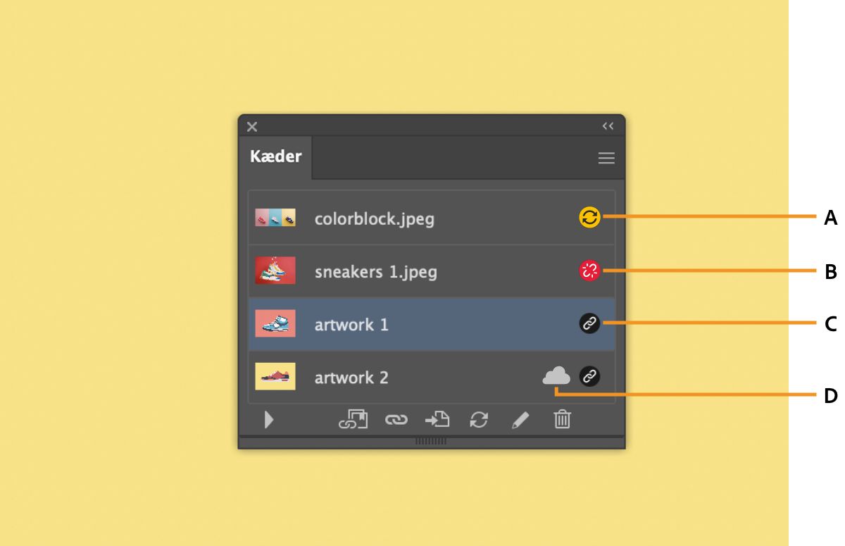 Filstatus i panelet Kæder