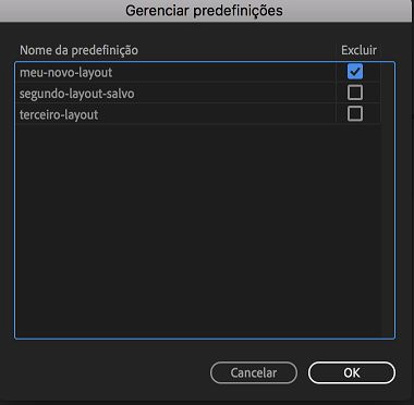 Gerenciar e excluir layouts salvos