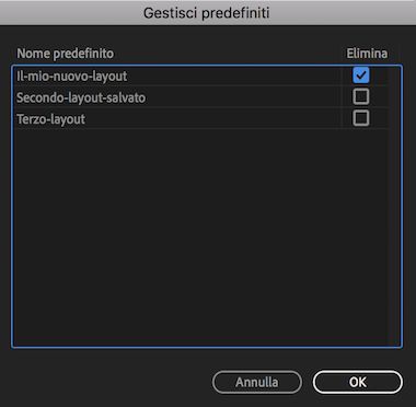 Gestisci ed elimina i layout salvati