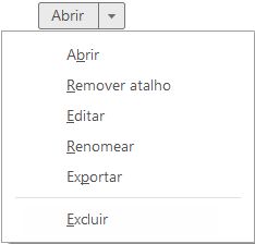 Opções para gerenciar uma ferramenta personalizada