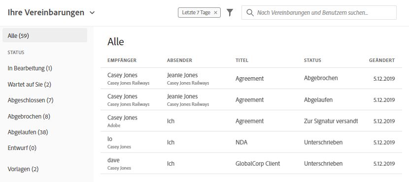 Vereinbarungsliste