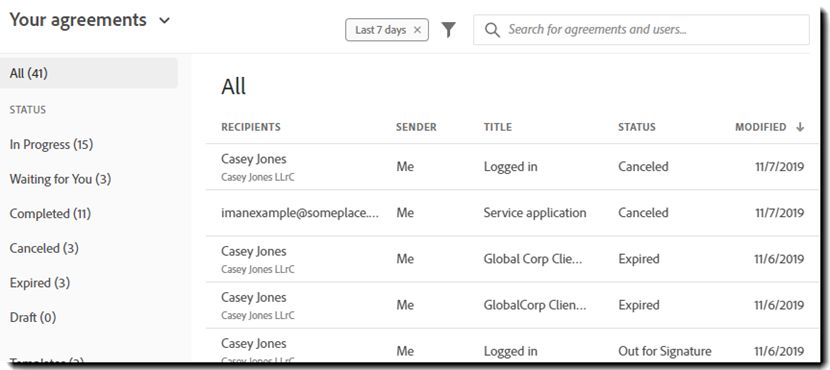 Strona Zarządzaj – lista umów