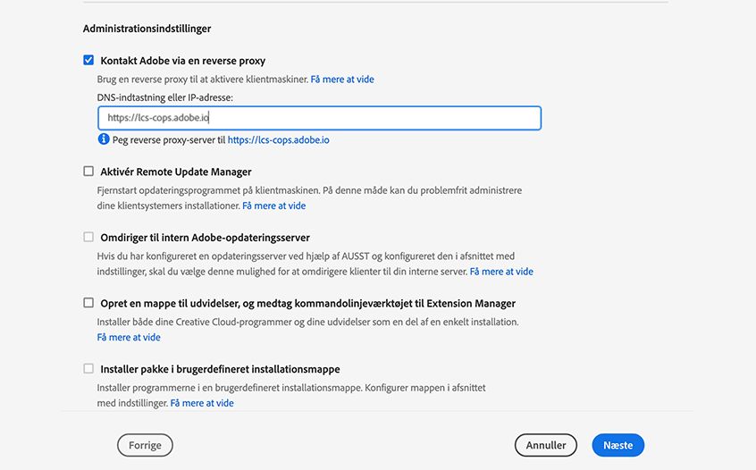Administrationsmuligheder