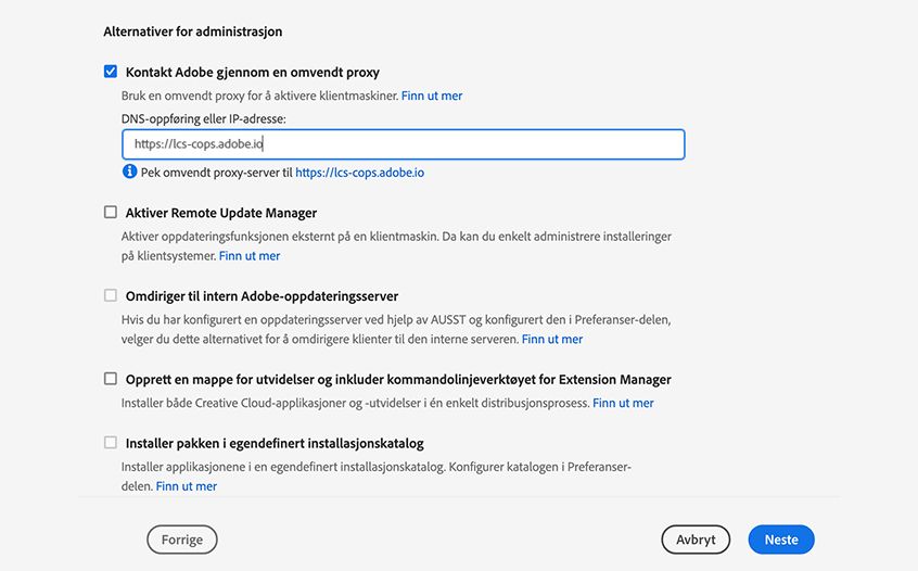 Alternativer for administrasjon