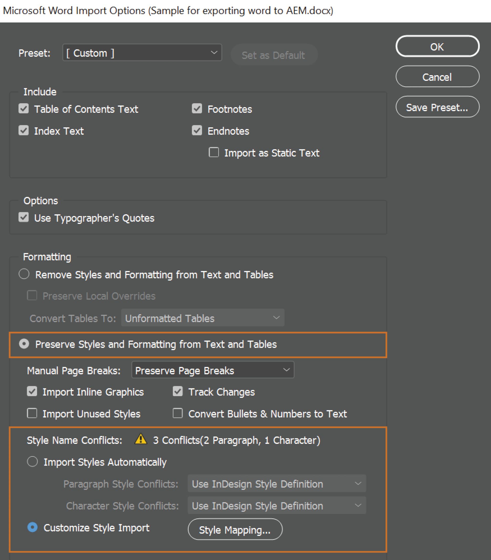 Microsoft Word Stillerini InDesign Stilleri ile eşleme