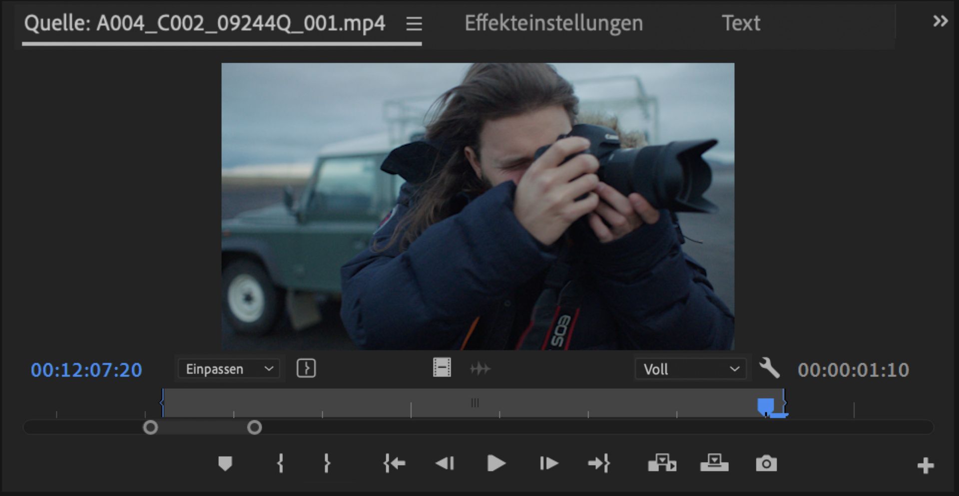 Festlegen von In- und Out-Points im Quellmonitor