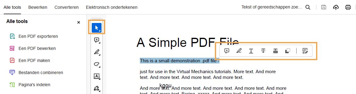 Markeringstools in Adobe Acrobat voor desktop