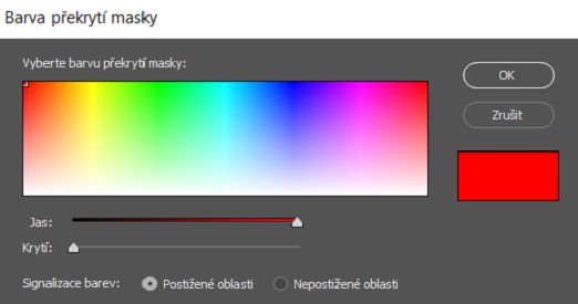 Vyberte barvu překrytí masky