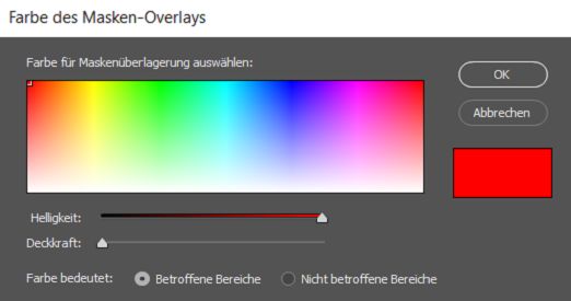 Wähle eine Farbe für die Maskenüberlagerung