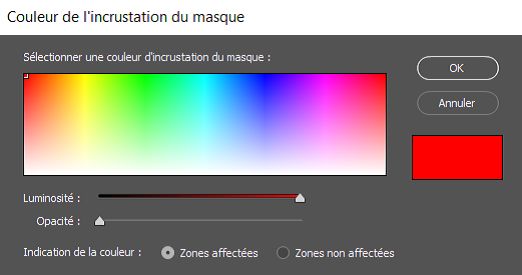 Sélectionnez une couleur pour l’incrustation du masque.