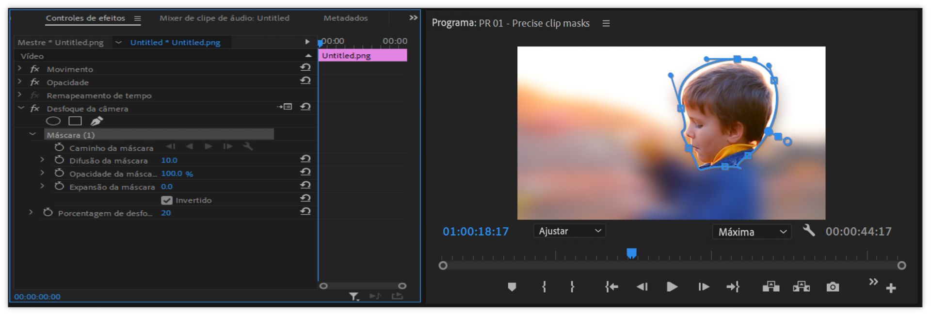 Definir configurações de máscara