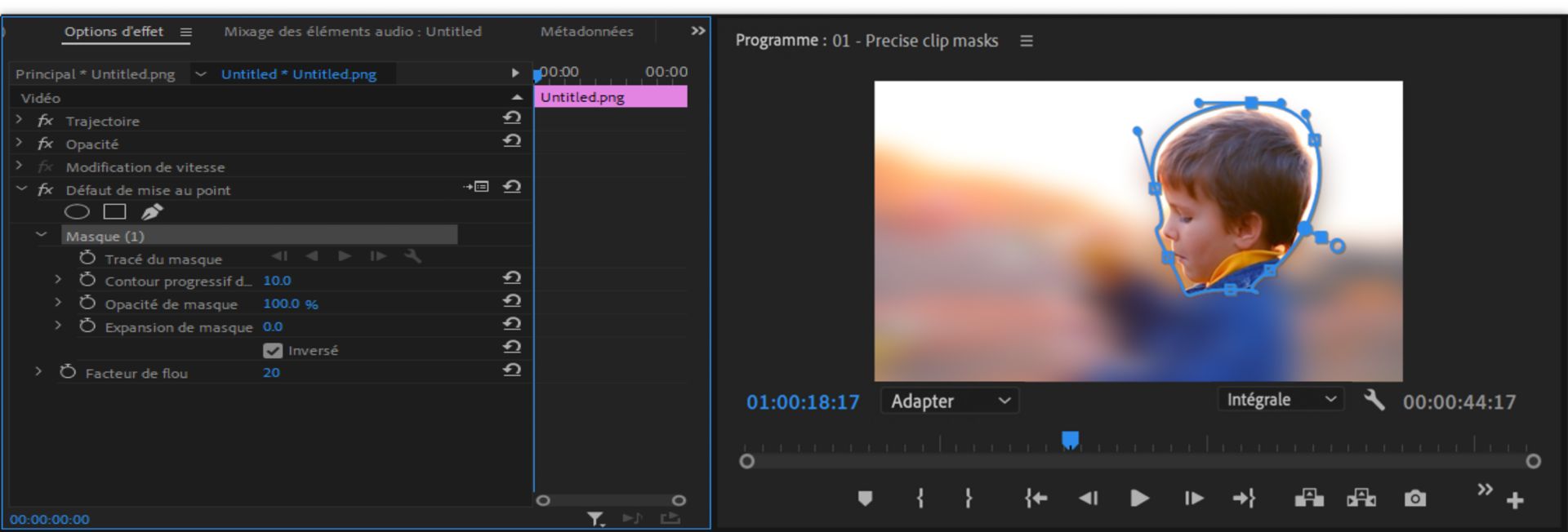 Réglage des paramètres de masque