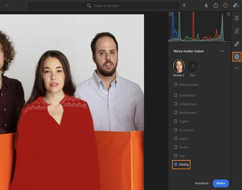 Selectie van kleding in het masker Personen
