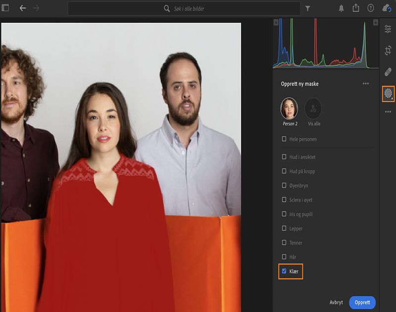 Markering av klær med Personer-masken