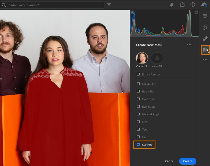 Clothes selection in People mask