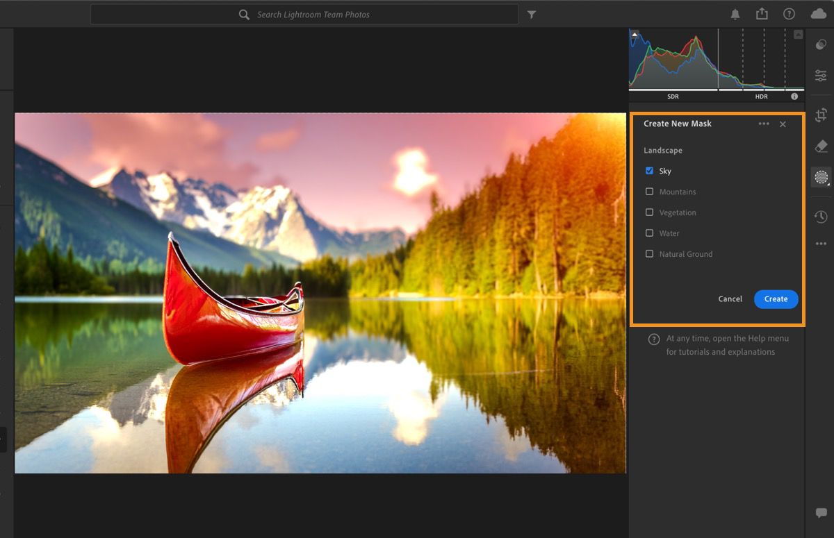 select landscape mask is applied to the sky in the photo.